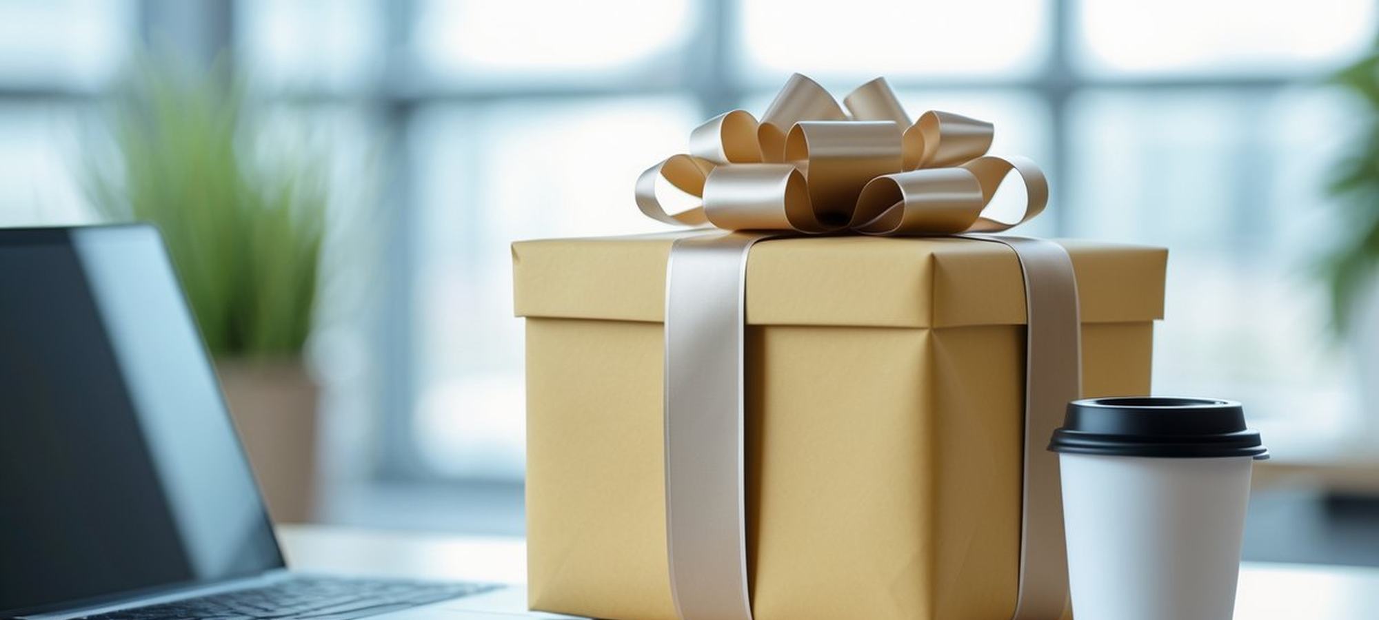 Paquets cadeaux posés sur un bureau